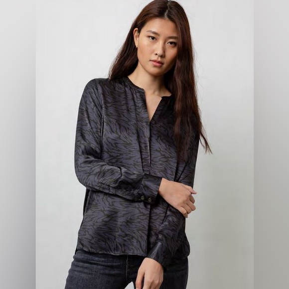 Rails Pearl Onyx Print Satin Blouse M - Picture 2 of 8